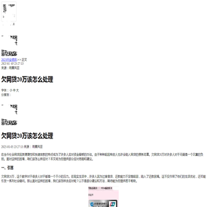 欠网贷20万该怎么处理-2025逾期知识